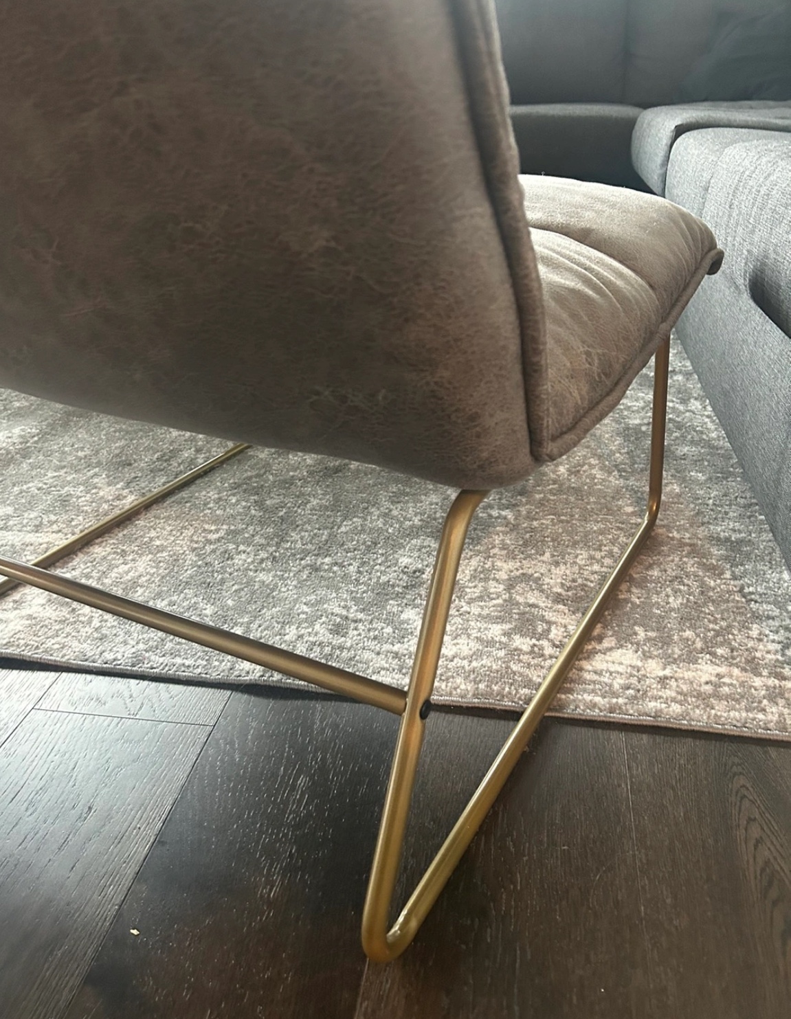Two Grey Accent Chair with Gold Legs - photo 3