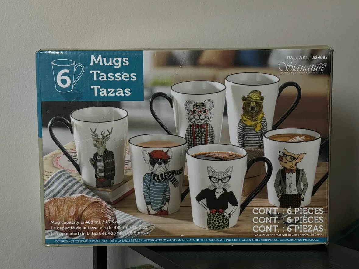 Set of 6 Animal Printed Mugs thumbnail
