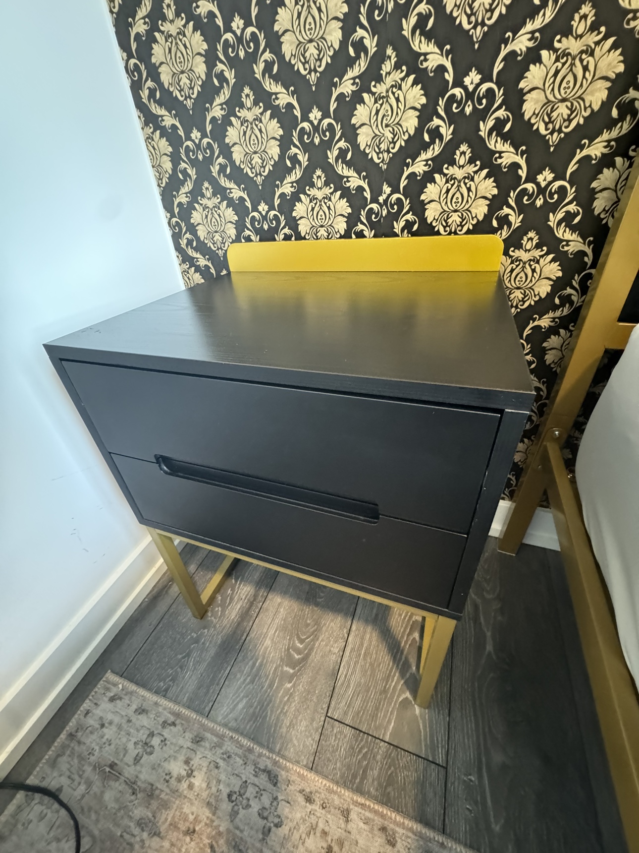 2 Black and Gold Nightstands