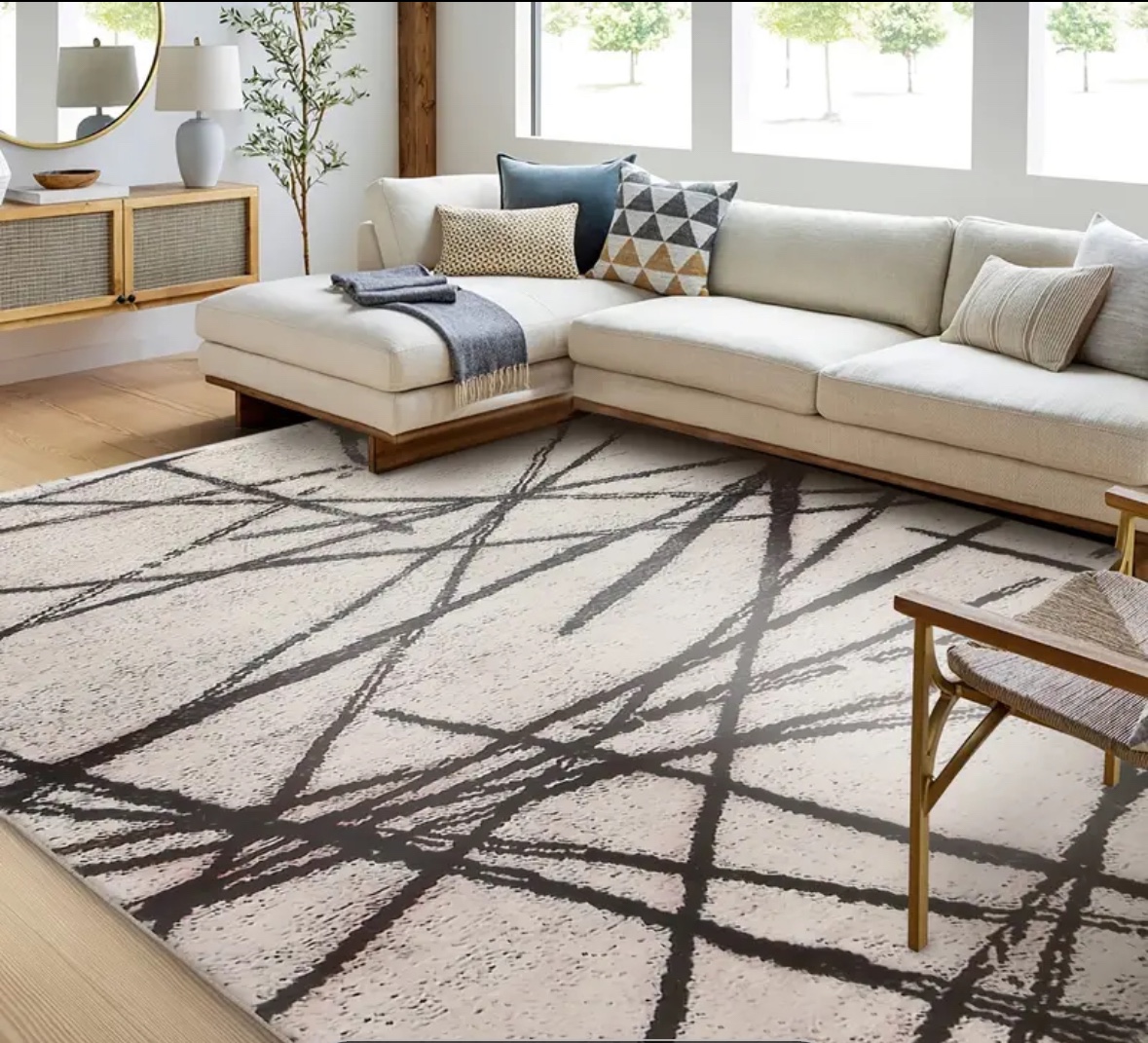Beige Abstract Area Rug - photo 3
