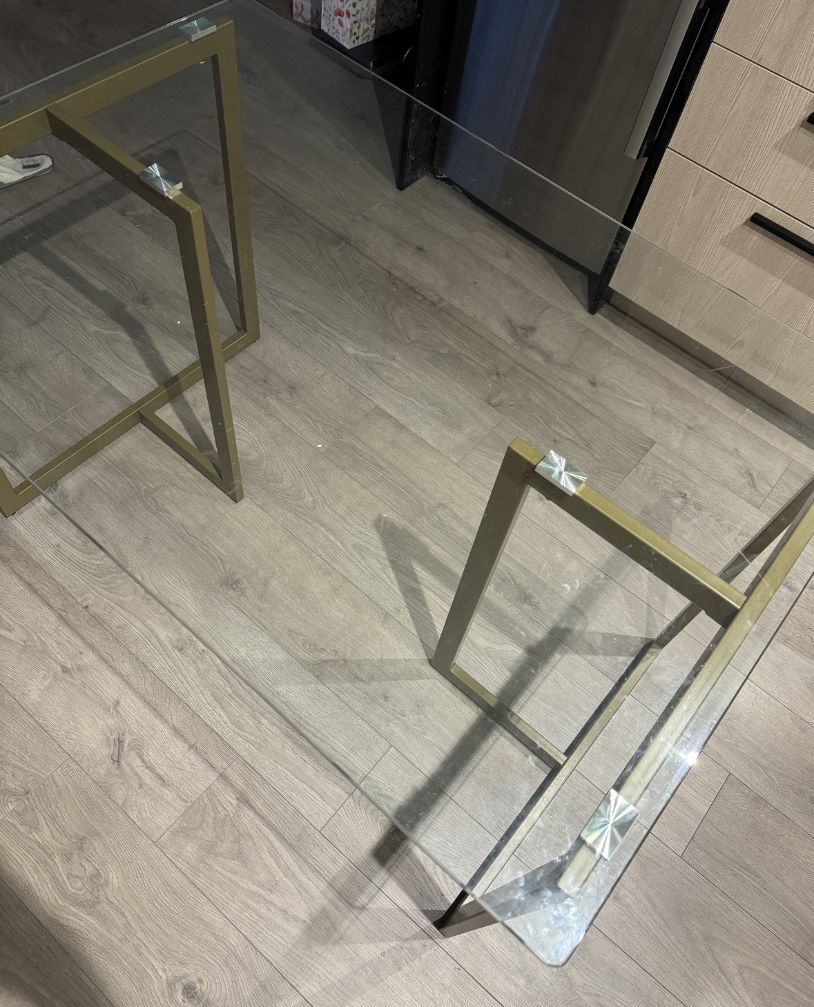 MOVING OUT SALE - Glass Dining Table with Gold Legs - photo 3
