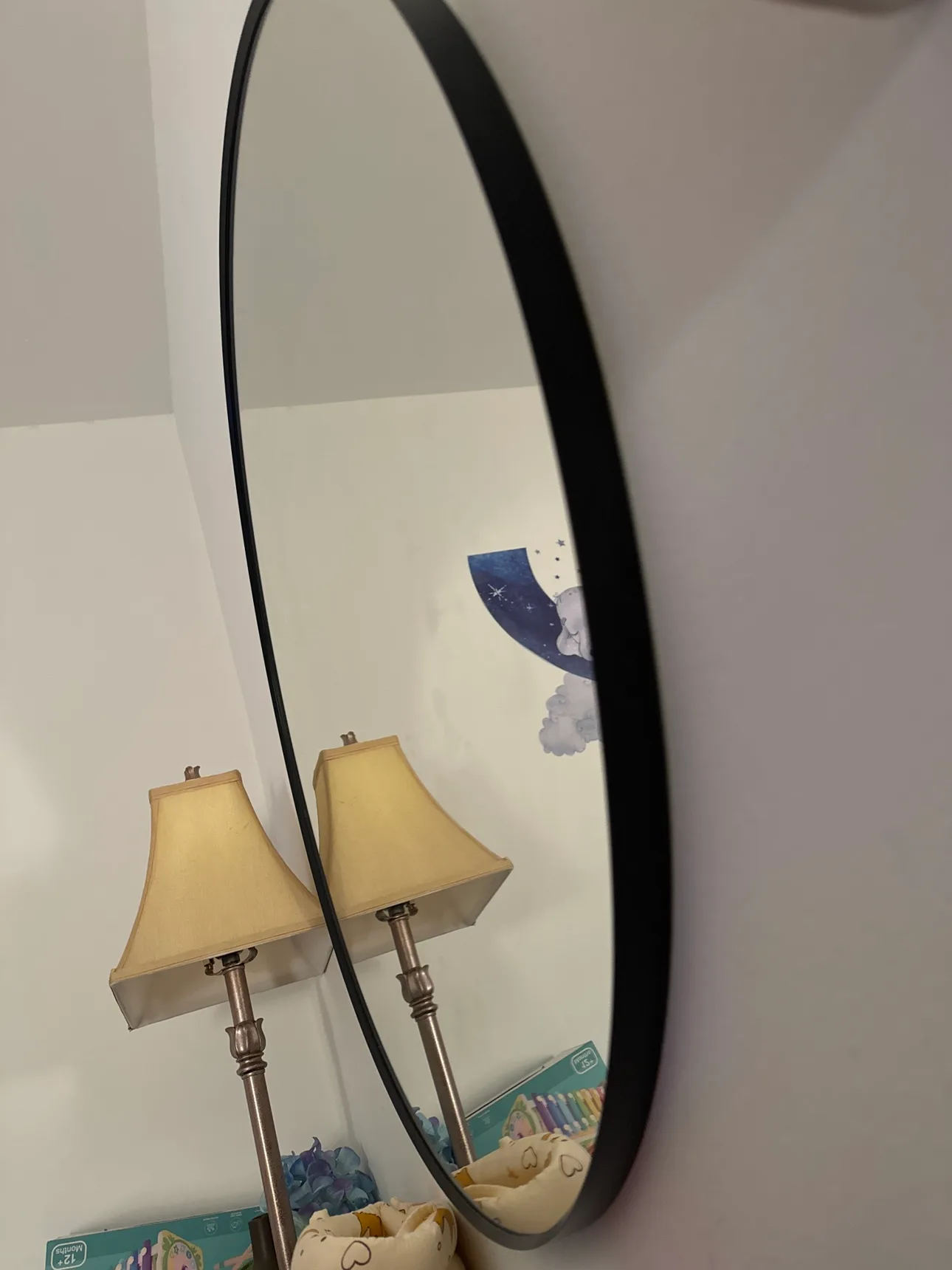 Round Black Big Mirror - must go asap #moving sale image indicator(3)