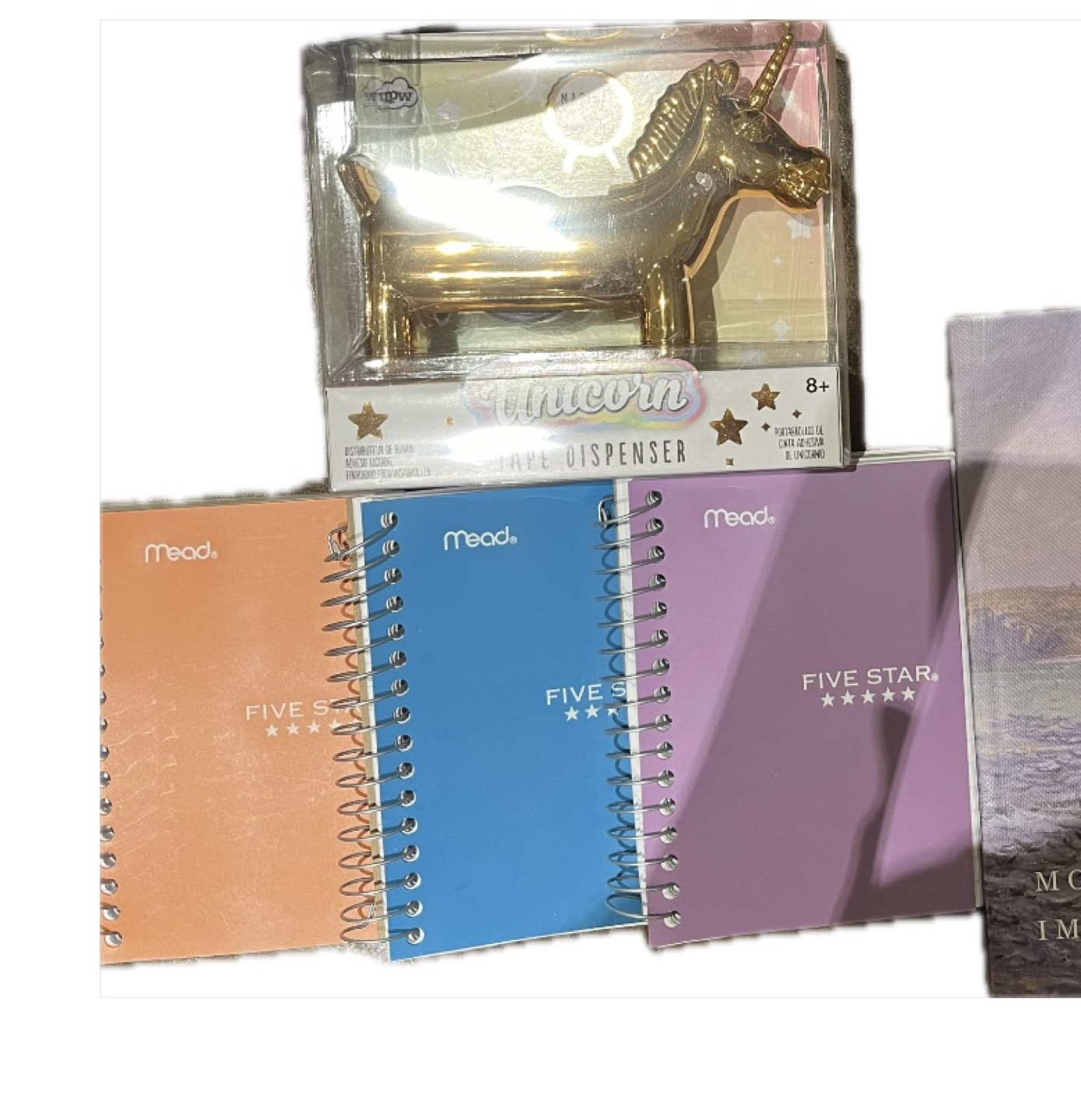 Mead Five Star Notebooks and Unicorn Tape Dispenser