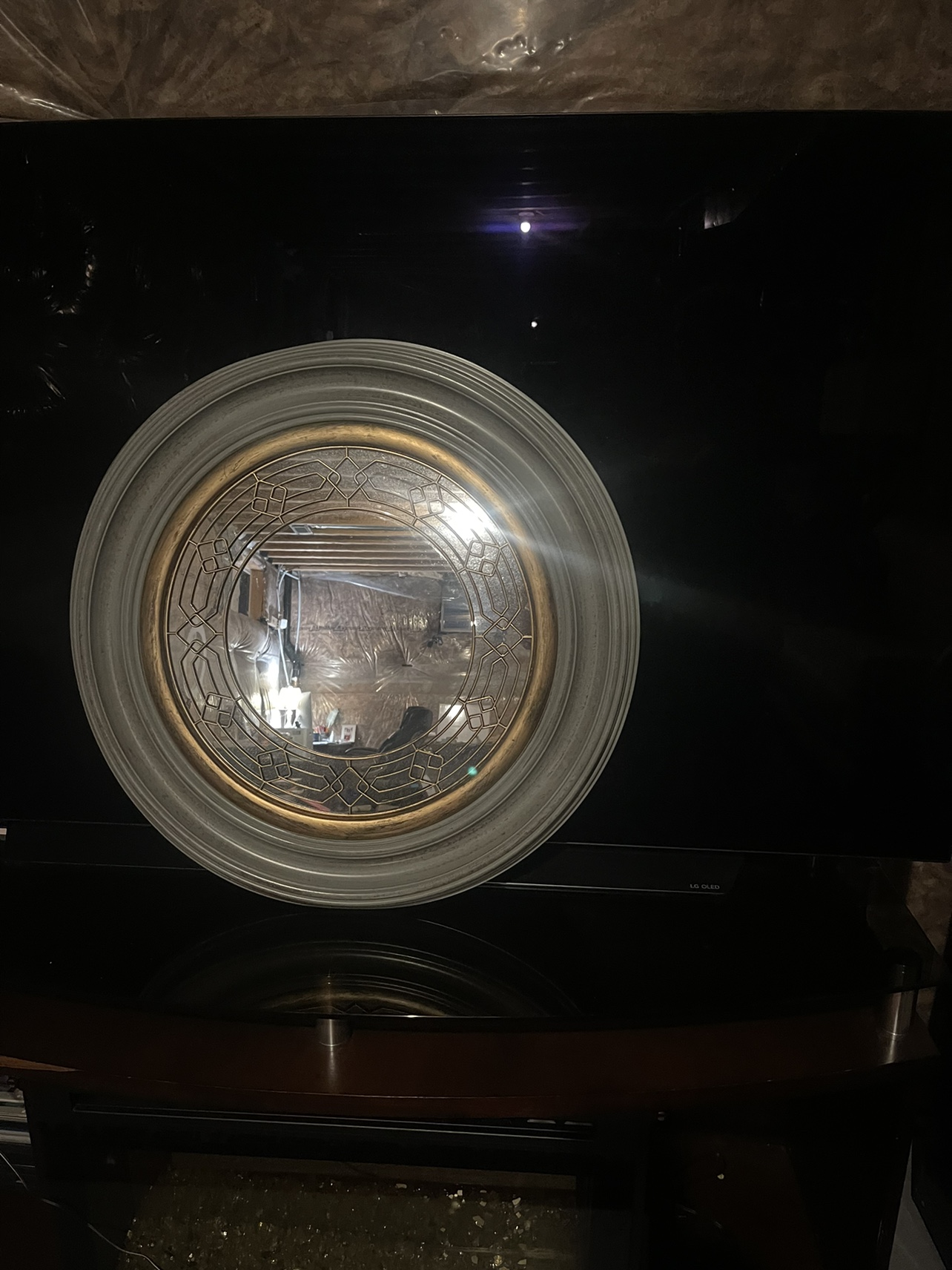Round Mirror with Gold/ Teal Accents - photo 4