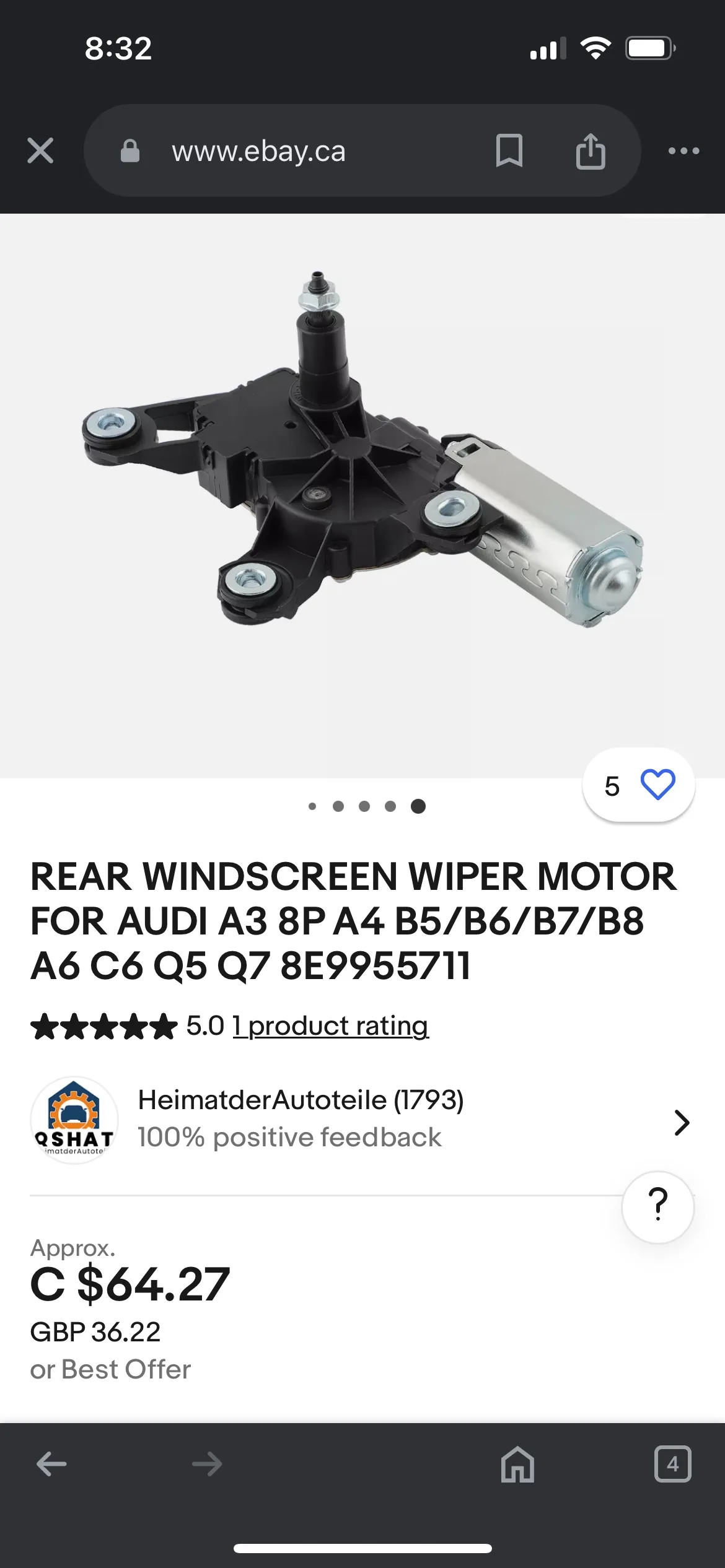 Rear Window Wiper Motor - bought for 2003 Audi A3 image indicator(7)