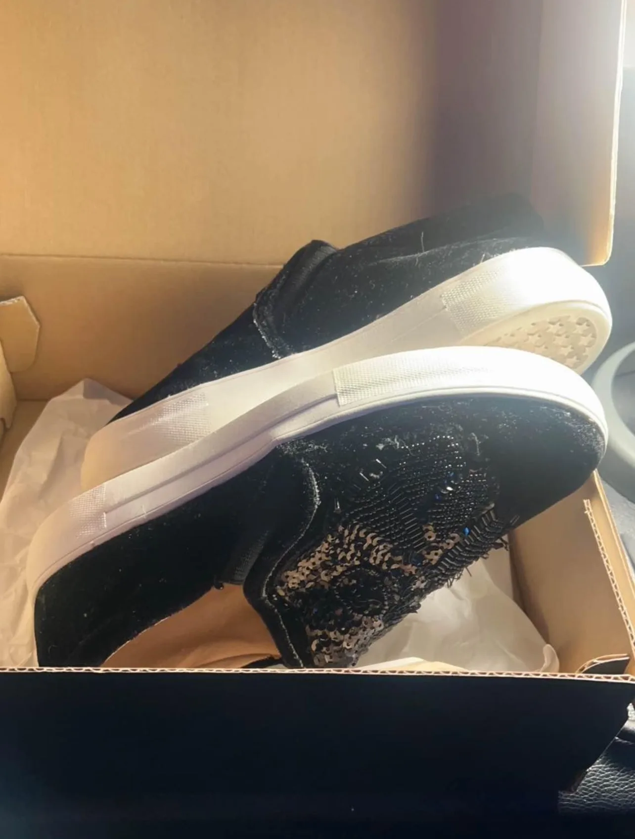 Topshop Black Velvet & Sequined Slip-On Sneakers image indicator(5)