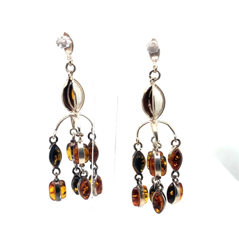 Amber chandelier Sterling Silver Earrings image indicator(10)
