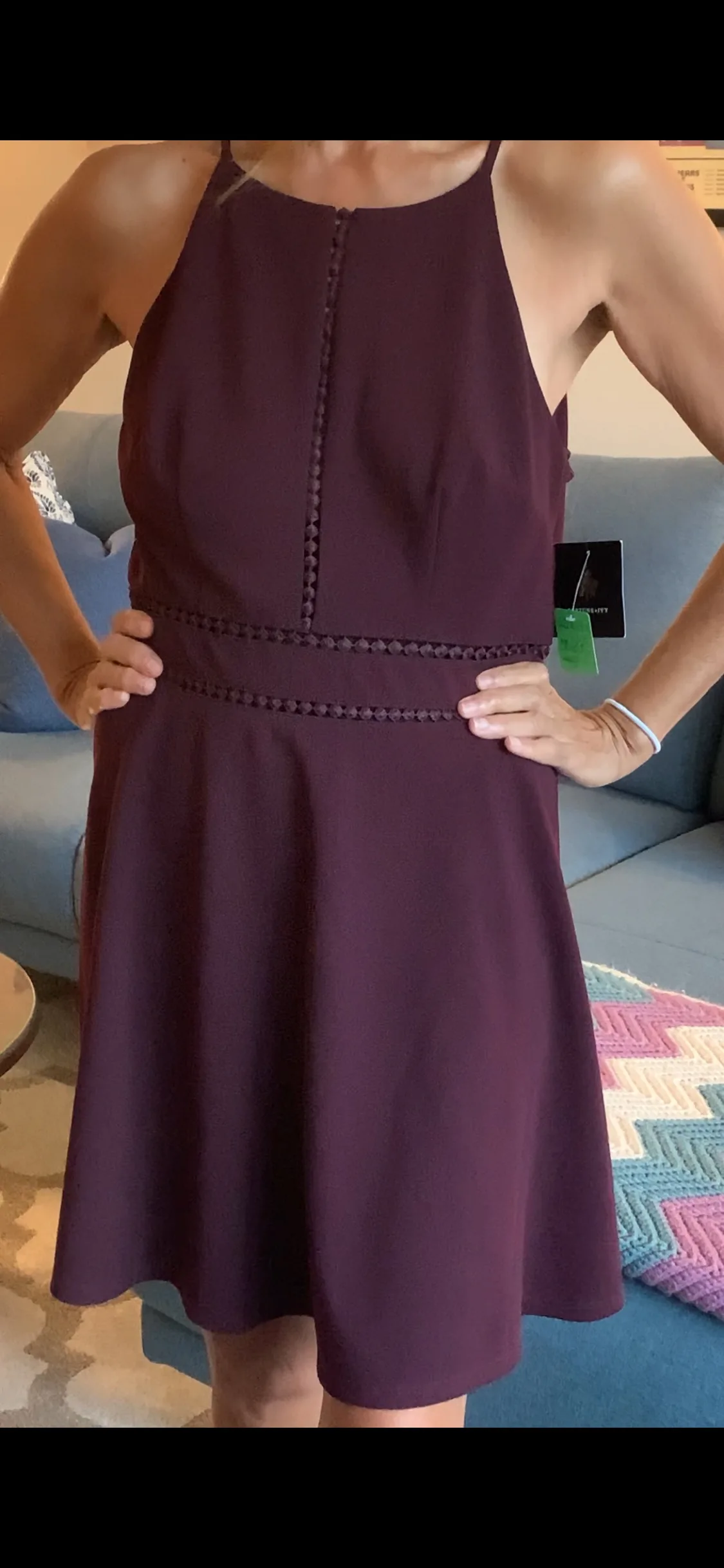 Plum Fit & Flair Dress w/ Cutout and Keyhole Detail image indicator(5)