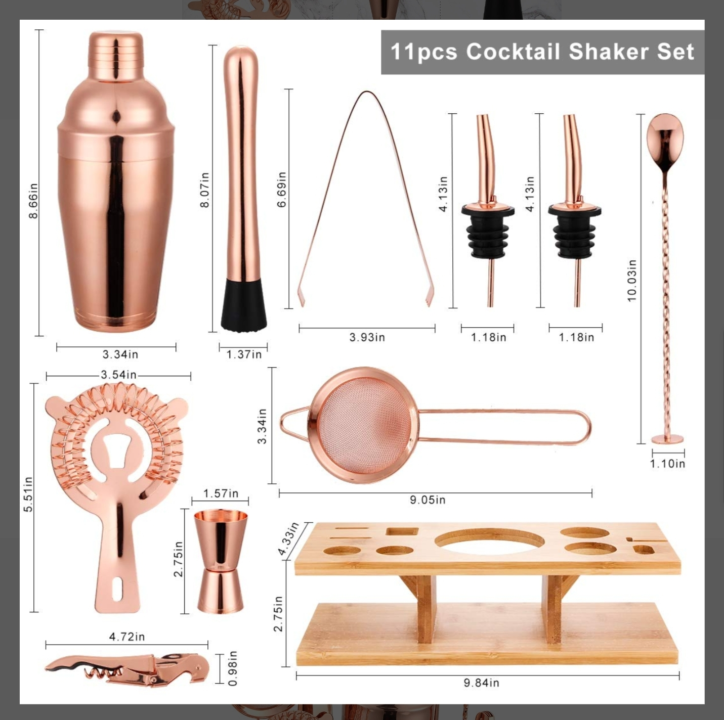Copper Bartender Cocktail  Set - photo 3