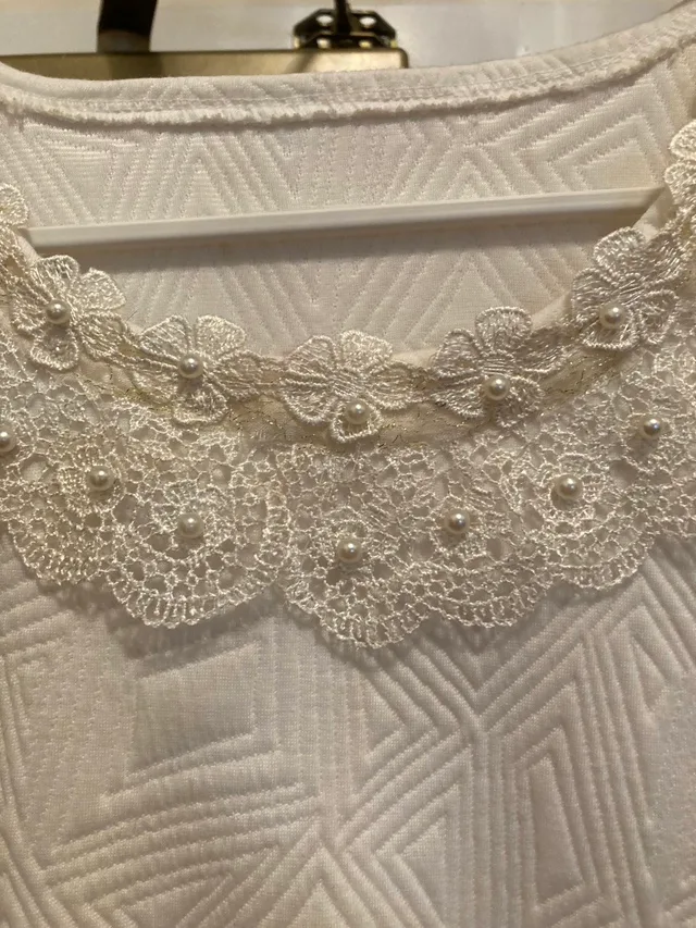 ✨White Long Sleeve Top with Lace Detail image indicator(2)