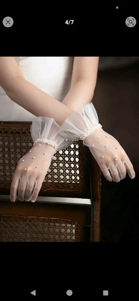 White Pearl Bridal Gloves thumbnail