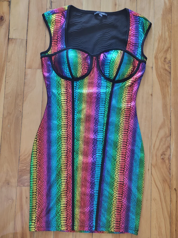 Rainbow Snakeskin Dress (Small) 🧡 thumbnail