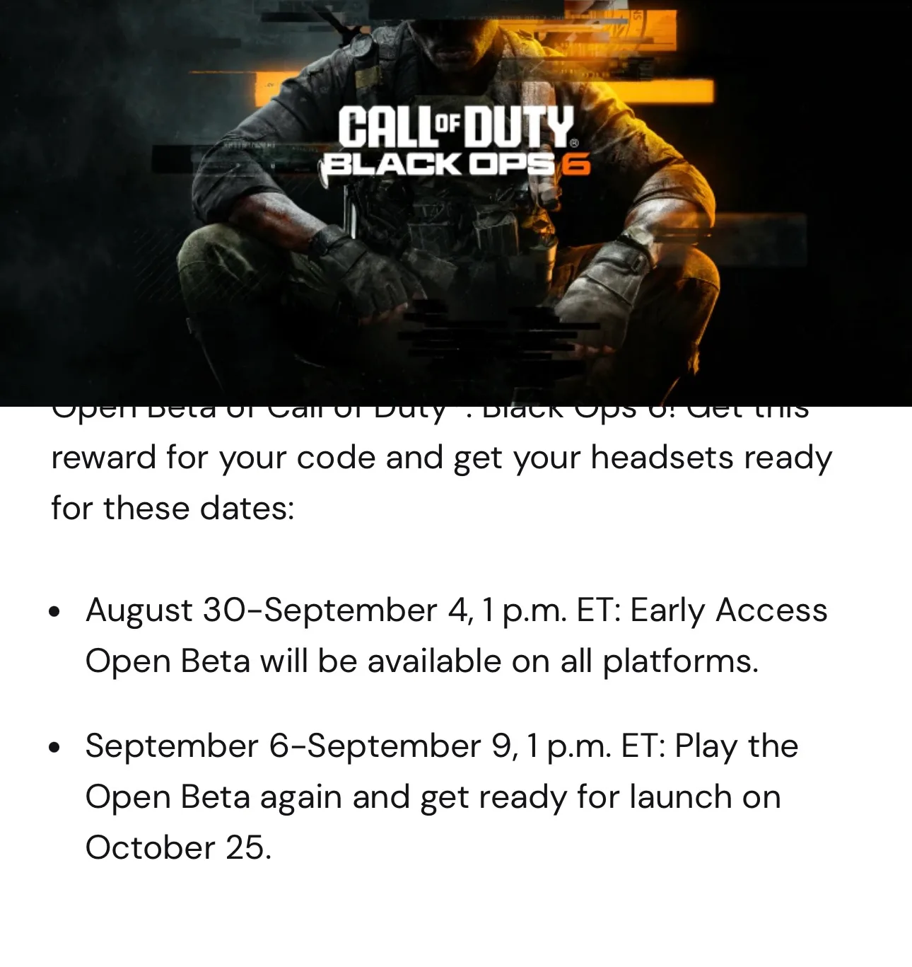 Black Ops 6 Open Beta Code - I have 1 image indicator(2)