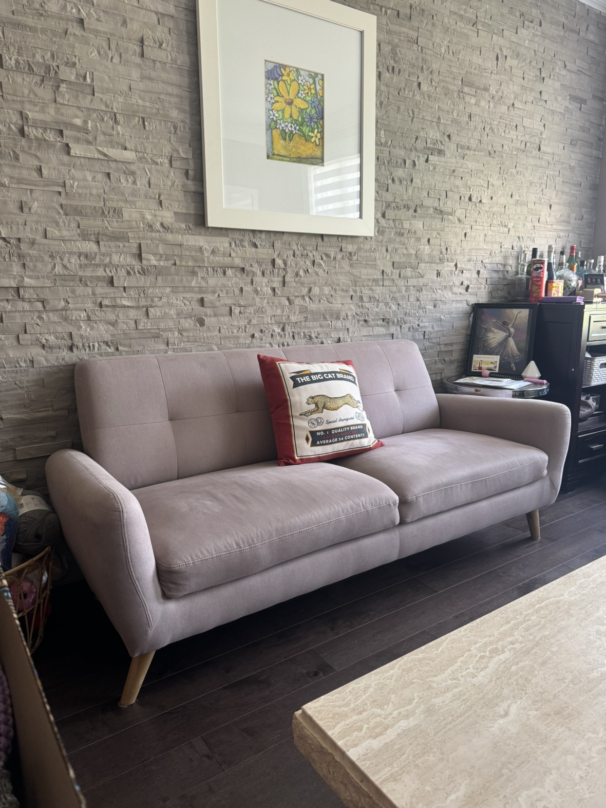 Dusty rose 2 seater modern couch - photo 2