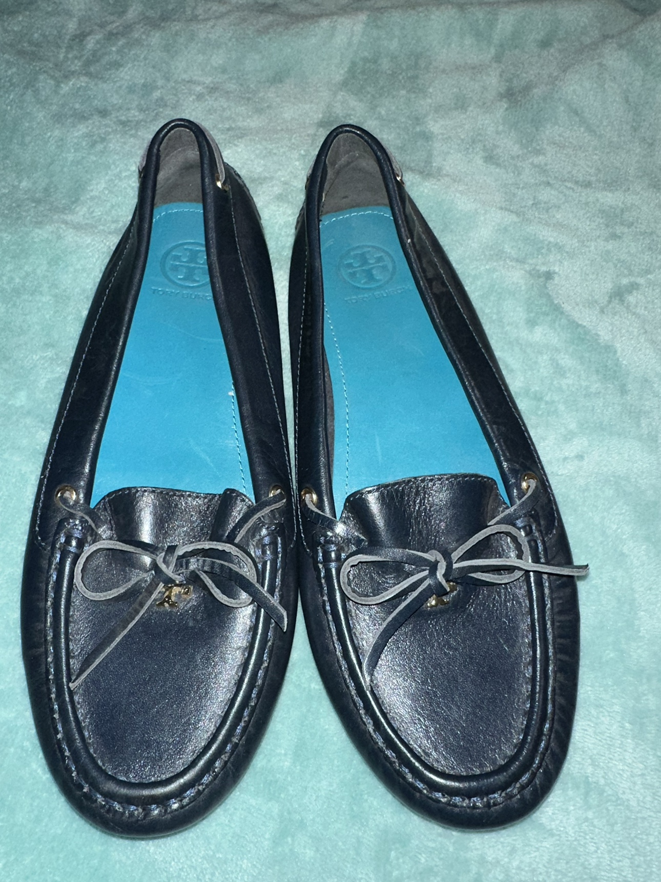 Tory Burch Navy Leather Loafers