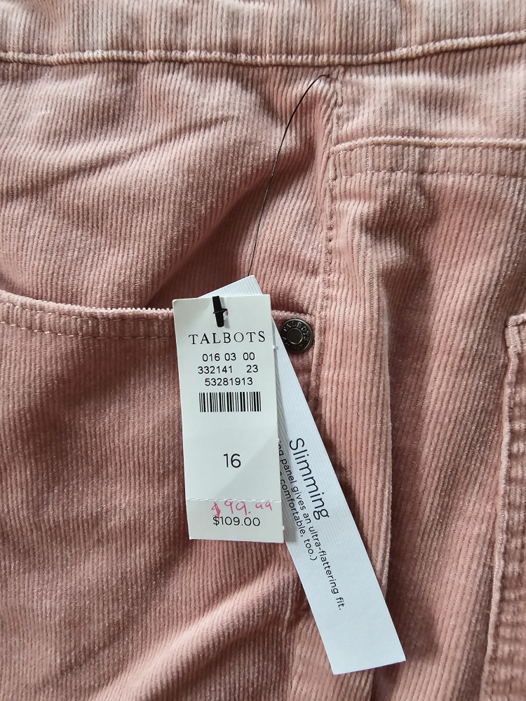 NEW Talbots Winter Pink High-Waist Straight-Leg Pants, Size 16