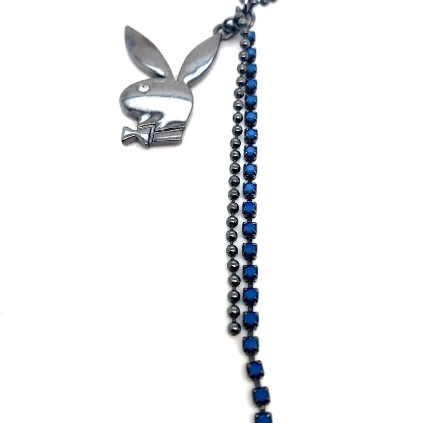 Large Playboy bunny hematite necklace 18” image indicator(5)