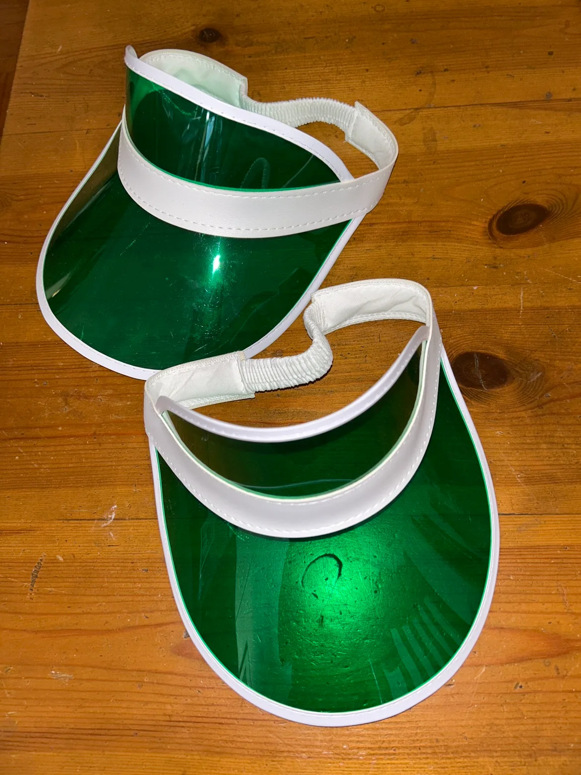 Two Plastic Green Visor Hats ❤️ thumbnail