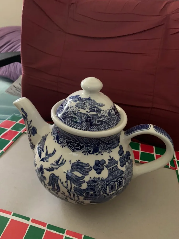 English Blue and White large Teapot thumbnail