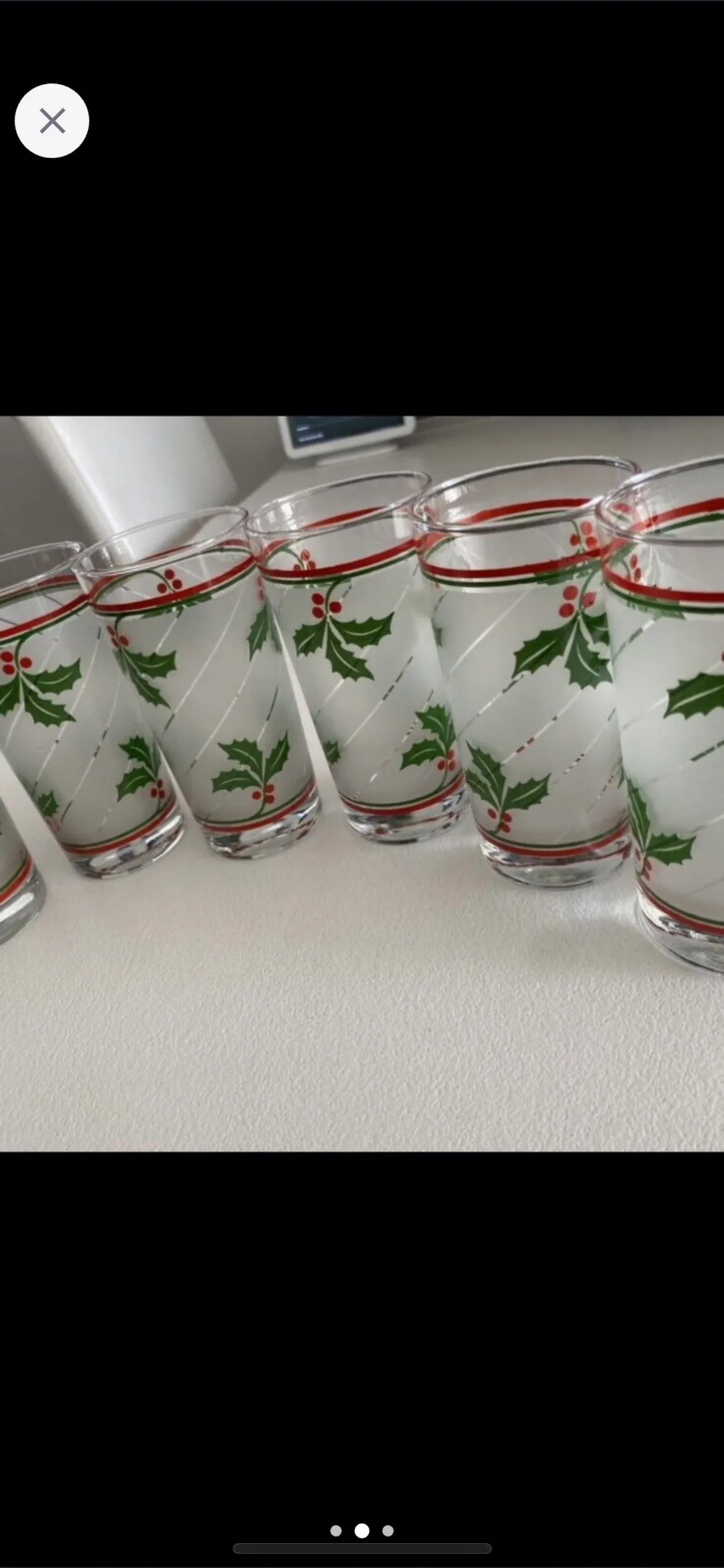 Set of 6 vintage frosted Holly  Glasses image indicator(3)