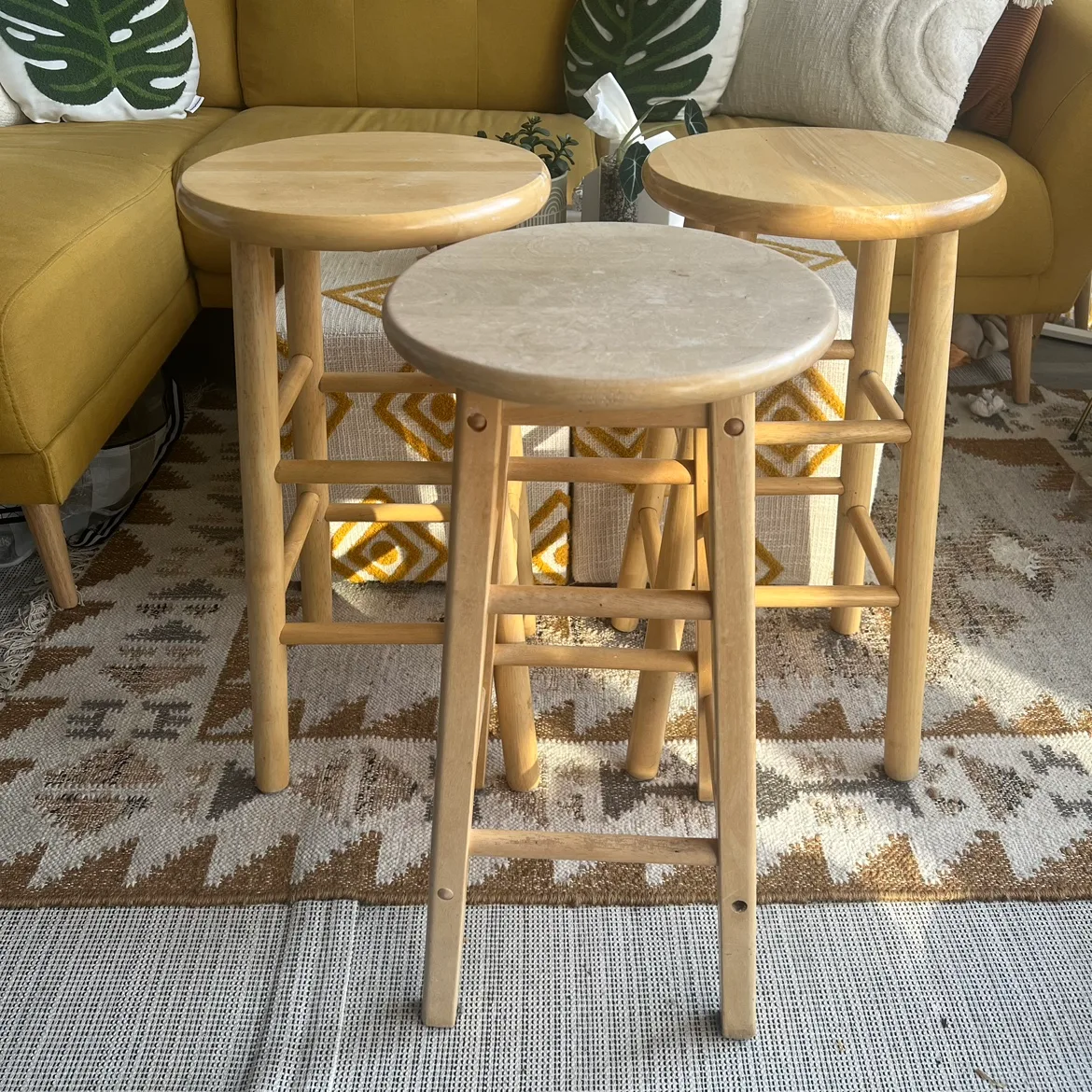 3x Wooden Stools thumbnail