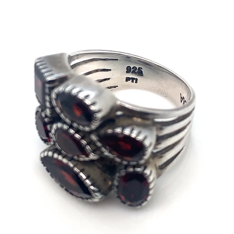 Multi Garnet Sterling Silver Cocktail Ring image indicator(4)