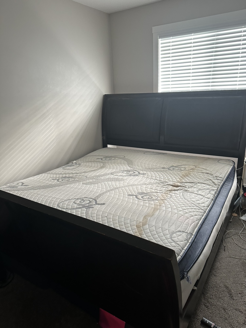 King Size Bed Frame, mattress and box spring