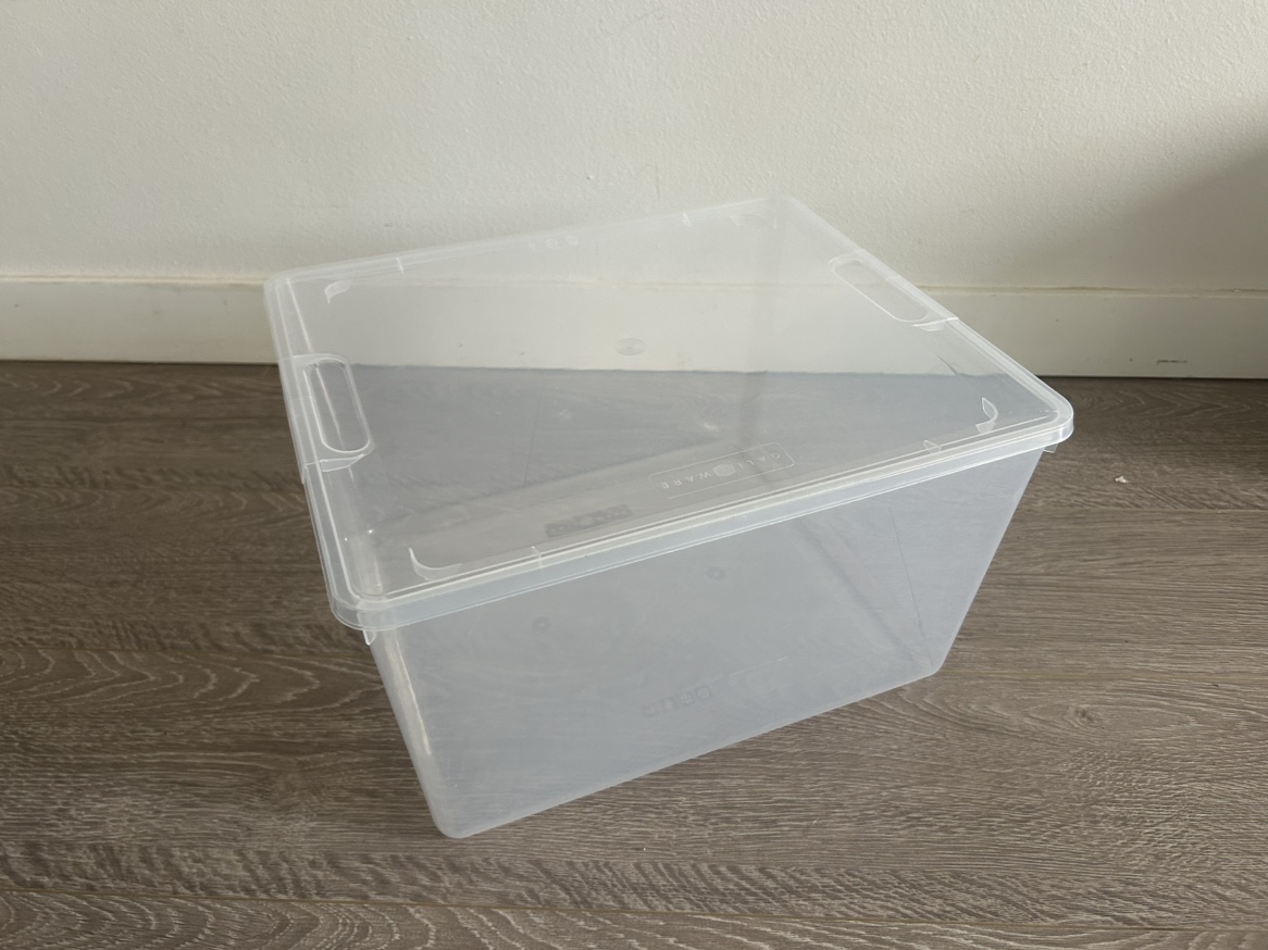 Clear storage boxes