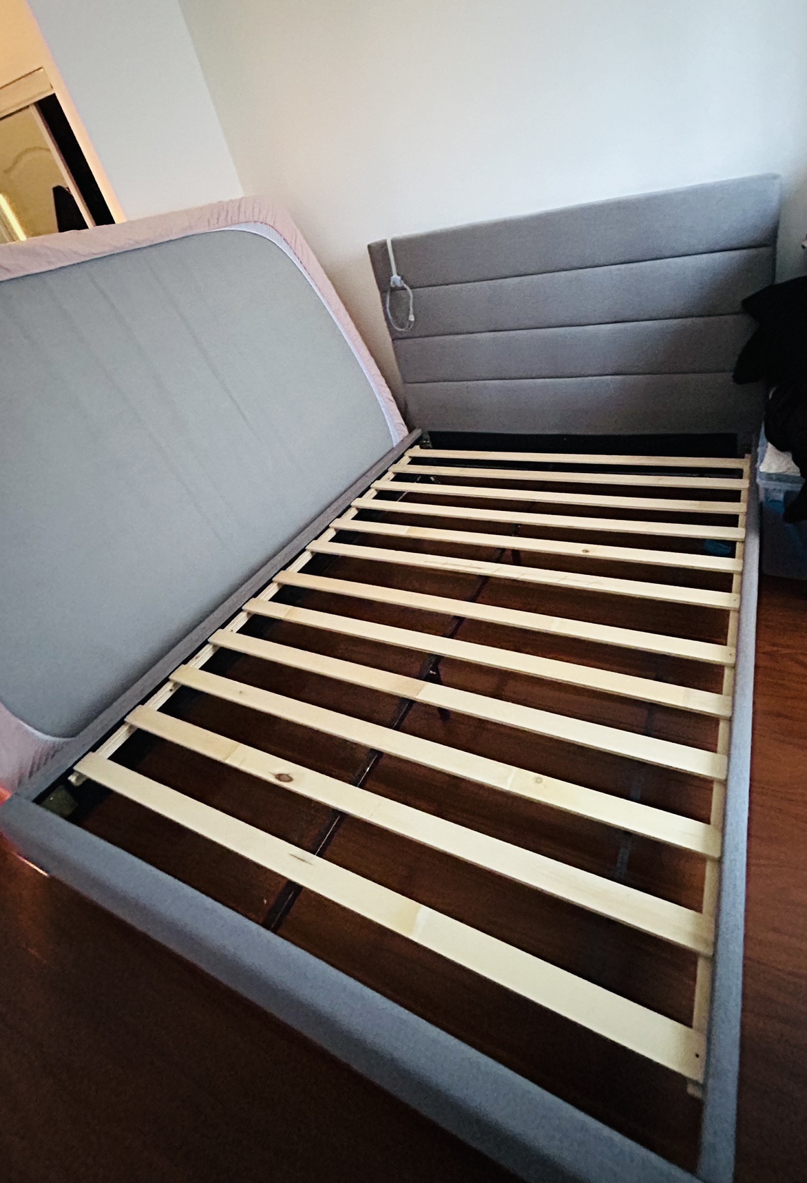 Grey Upholstered queen size Bed Frame