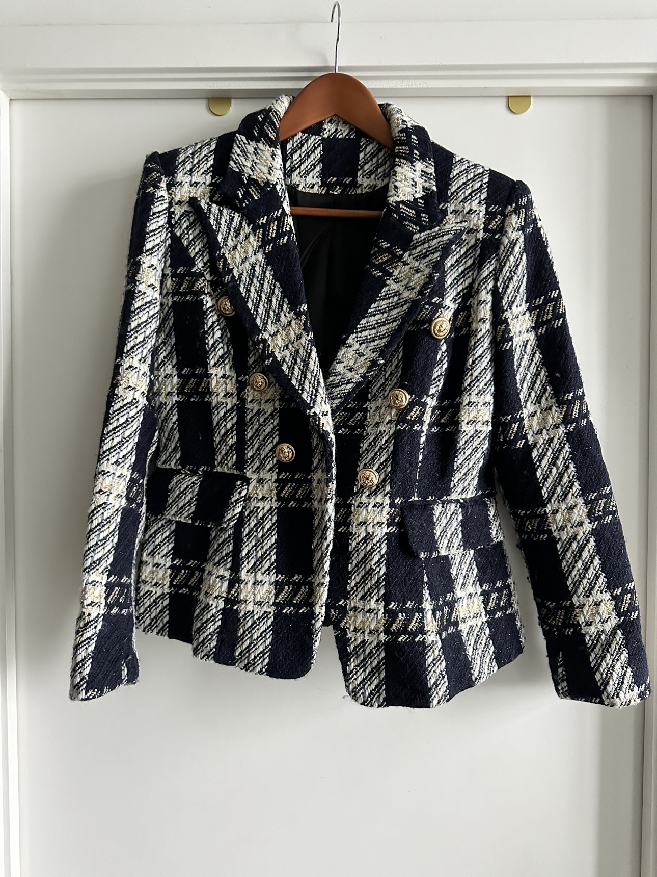 Black and White Plaid Blazer