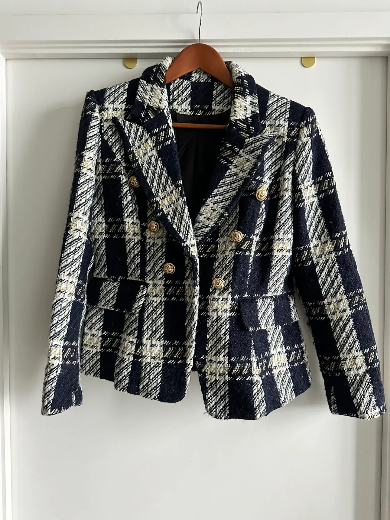 Black and White Plaid Blazer thumbnail
