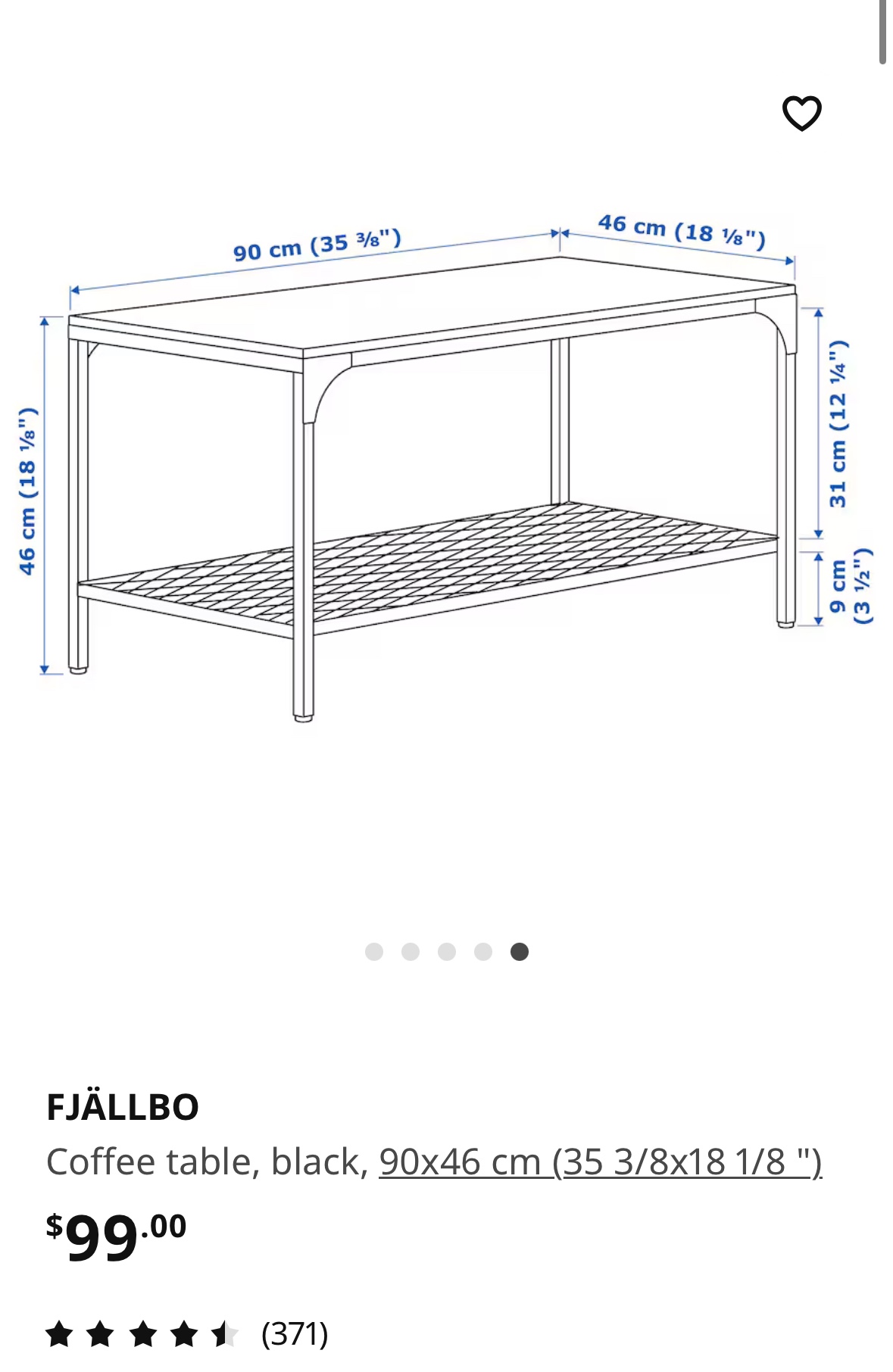 IKEA FJALLBO Coffee Table with Shelf - photo 3