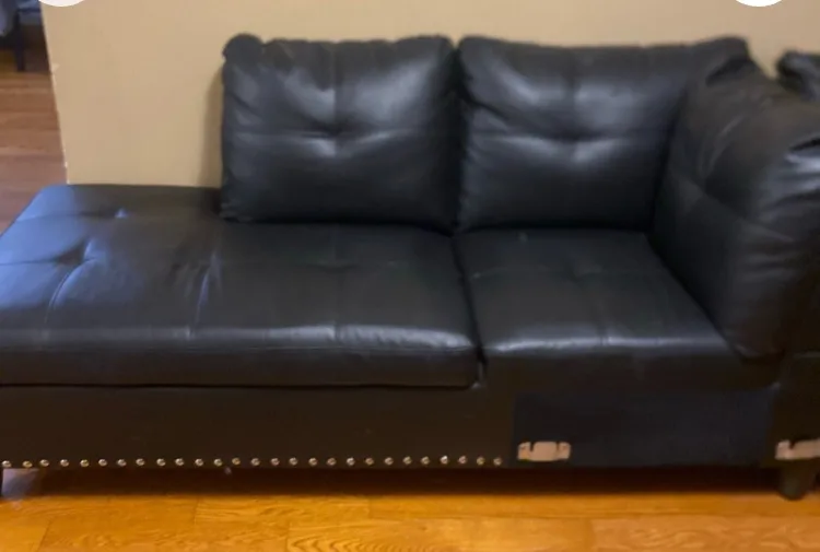 Black Lether 2 piece couch image indicator(3)