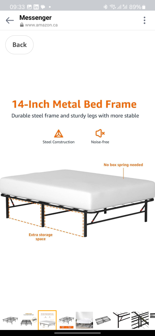 Foldable Metal Platform Bed Frame for Under-Bed Storage