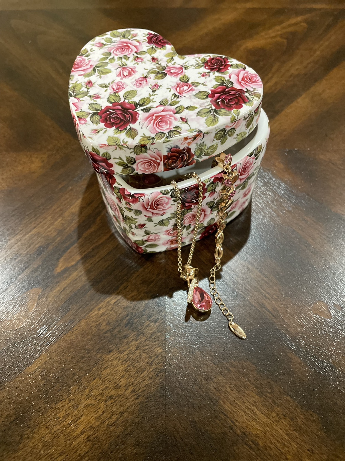 Floral Heart Shaped Trinket Box