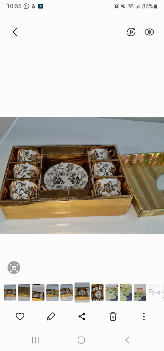Gold and White Teacups and Saucers Set - photo 2