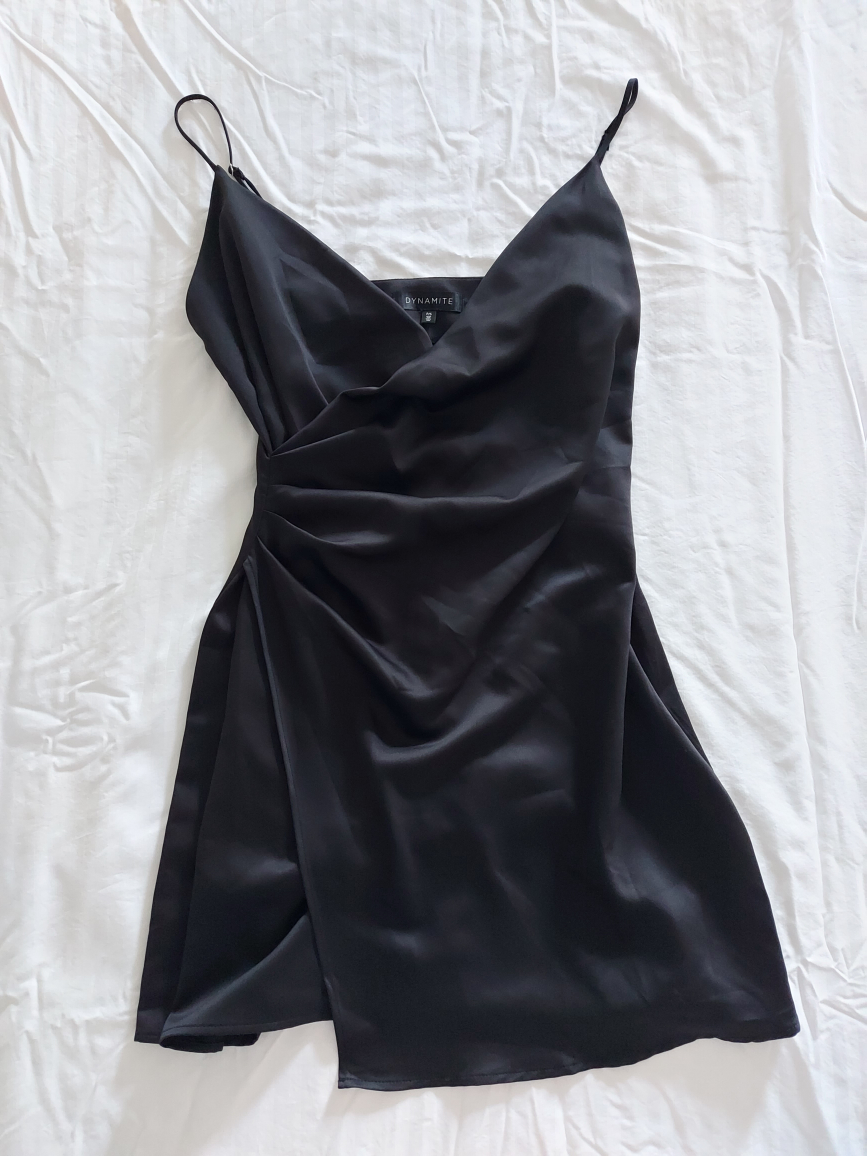 Dynamite Black Satin-feel mini Slip Dress- Women's S - photo 3