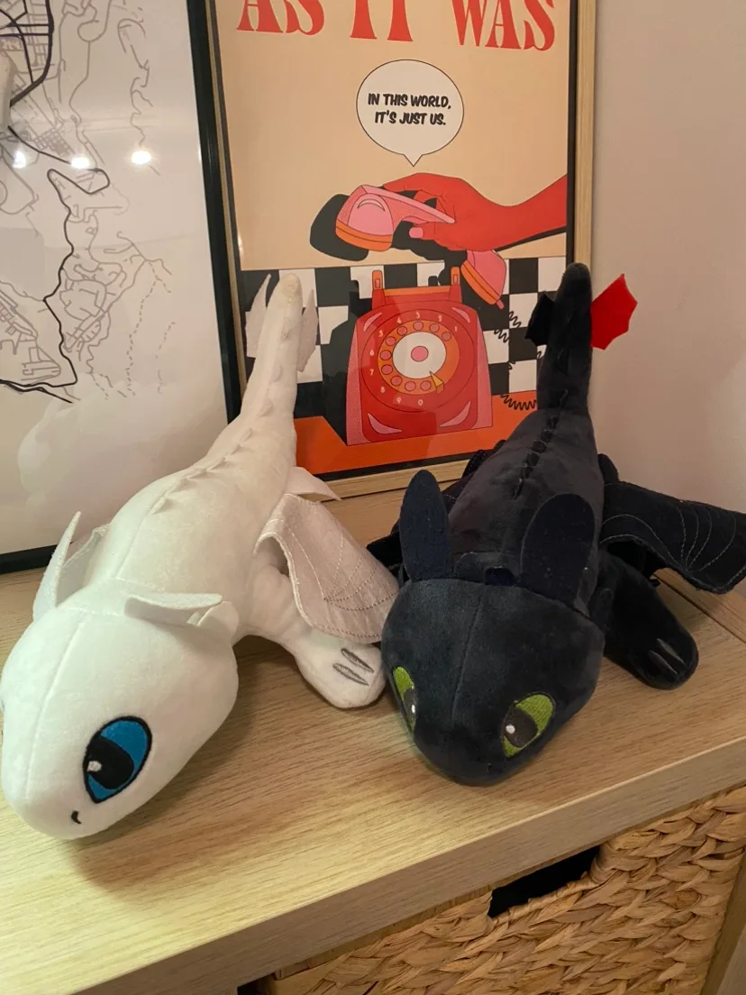 Toothless and Light Fury plush soft toy how to train your dragon thumbnail