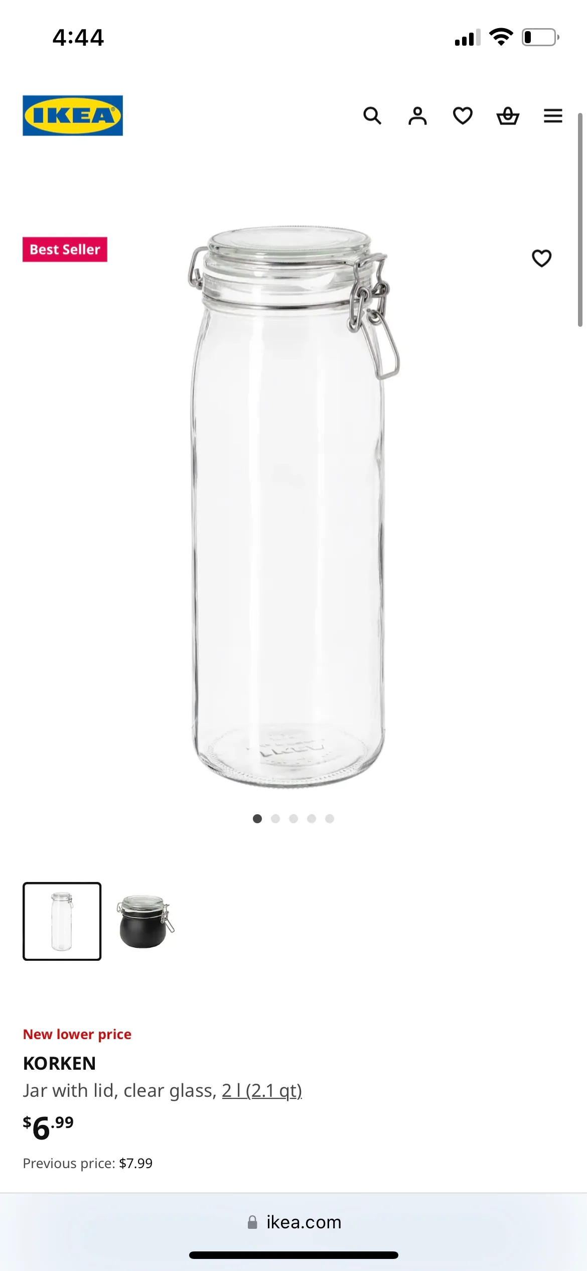 IKEA KORKEN glass Jar with Lid (original price - 7$) thumbnail