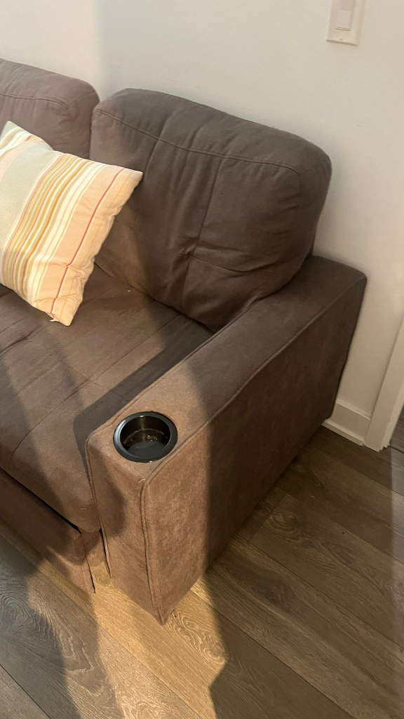 Brown Sofa Bed with Cup Holders - photo 3