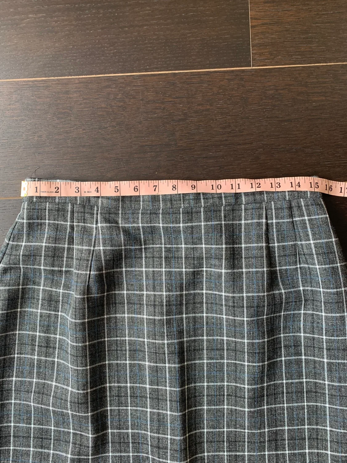 Vintage Grey, Blue, Black, and White Plaid Midi Skirt image indicator(7)