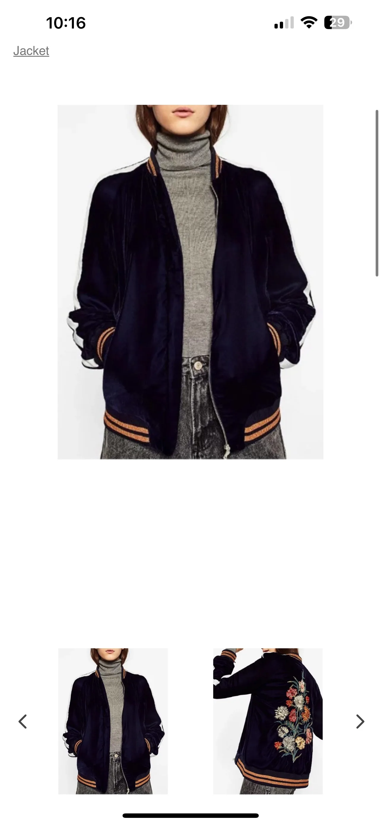 New with tags Zara velvet flower jacket image indicator(4)