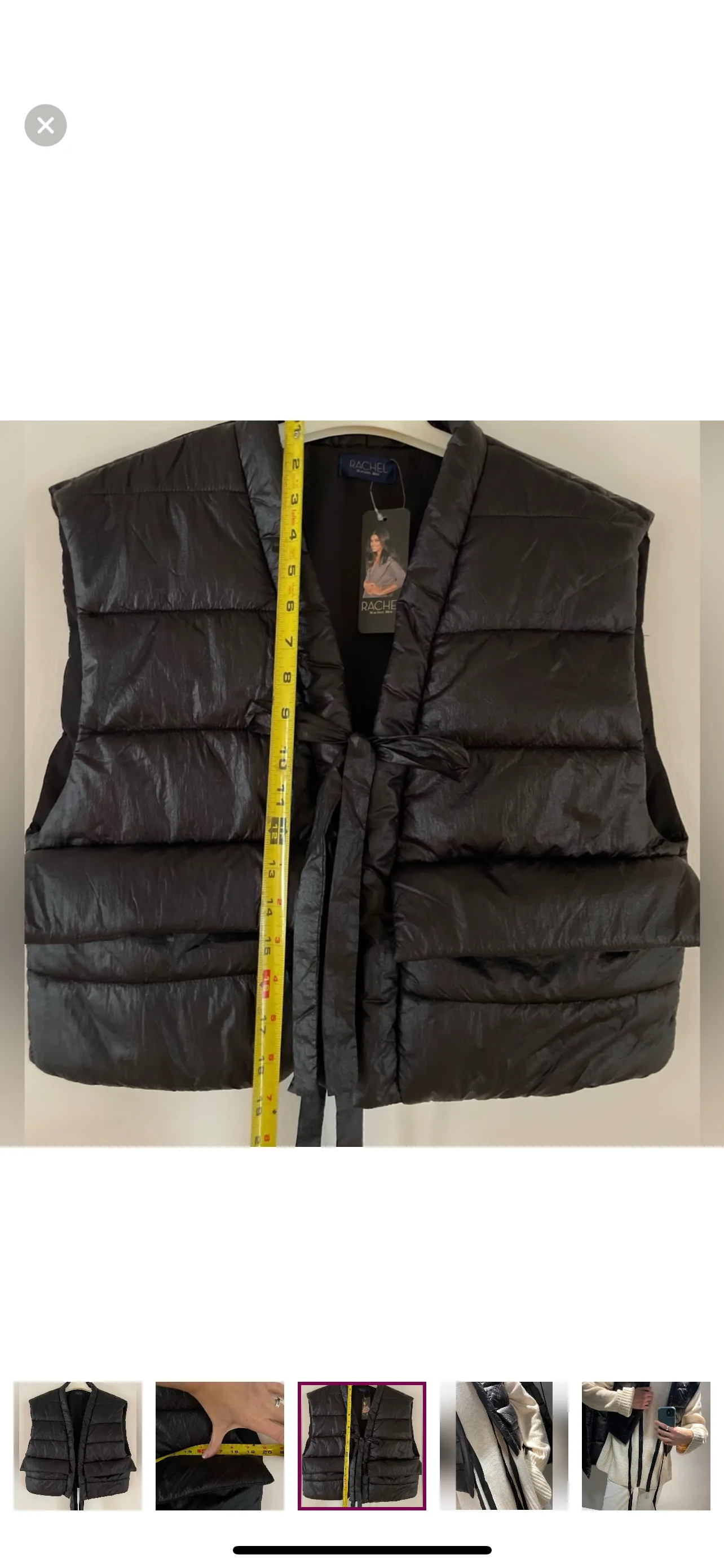 Black Tie Up Boxy Puffer Vest image indicator(5)