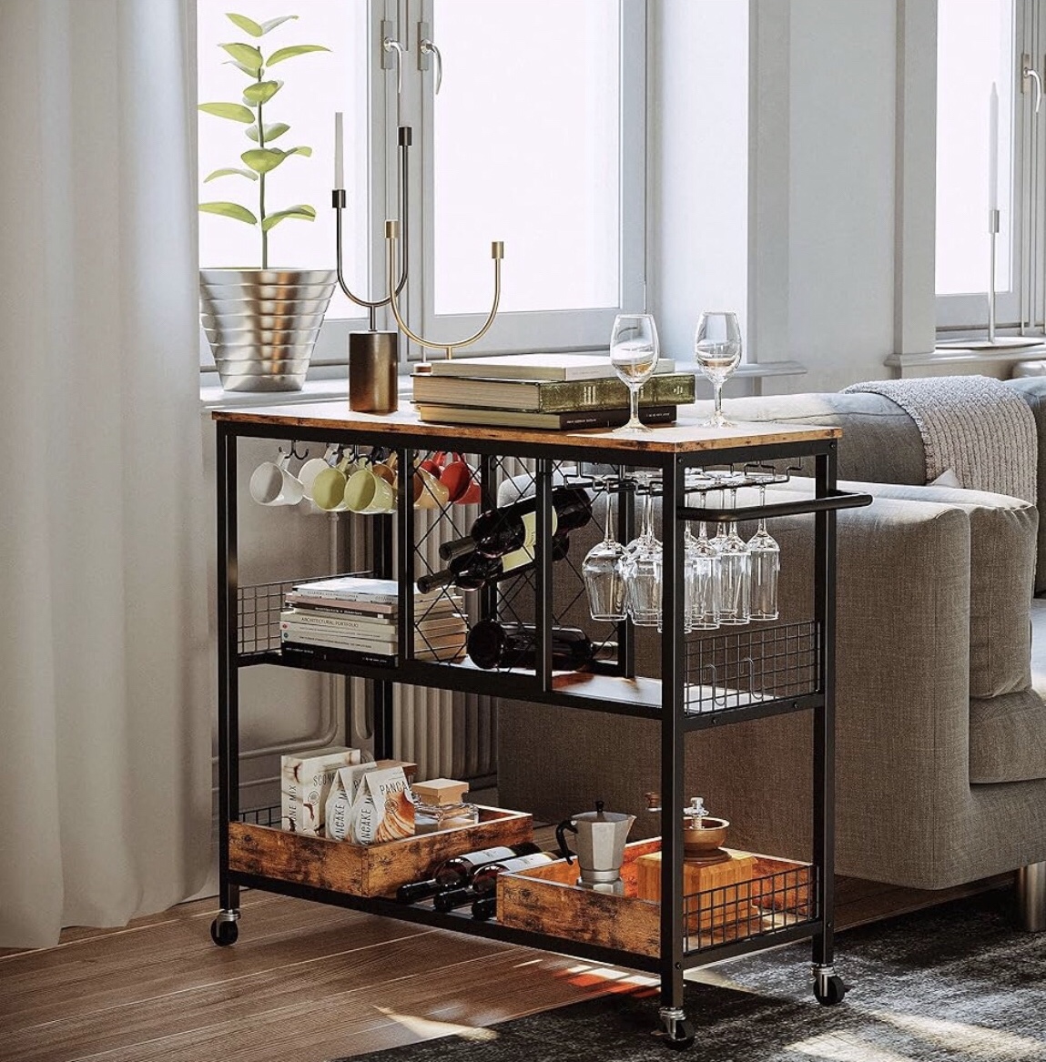 NIB Industrial Serving Bar Kitchen Storage Cart on Wheels - photo 3