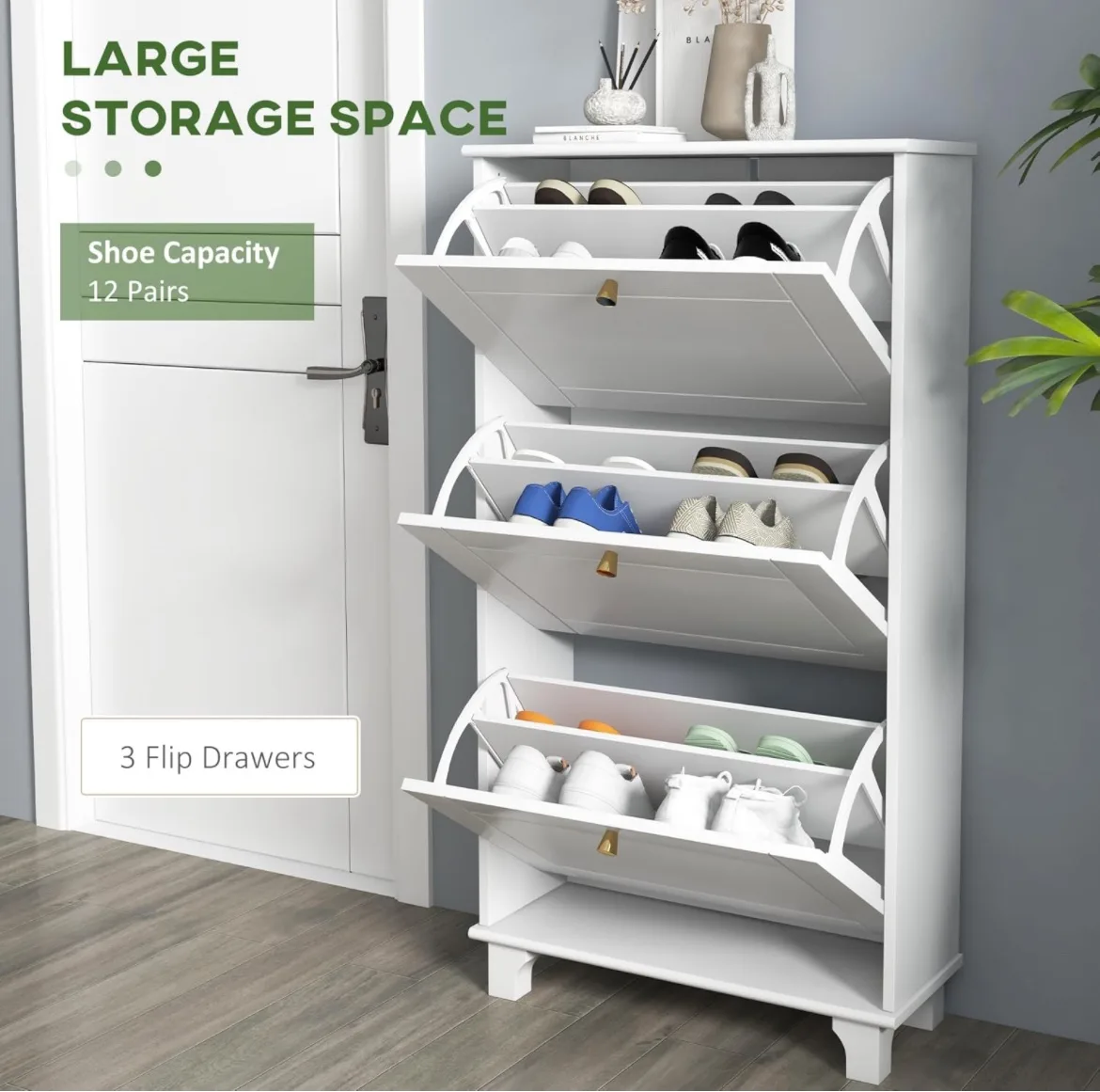 Shoe Storage Cabinet with 3 Flip Drawers thumbnail