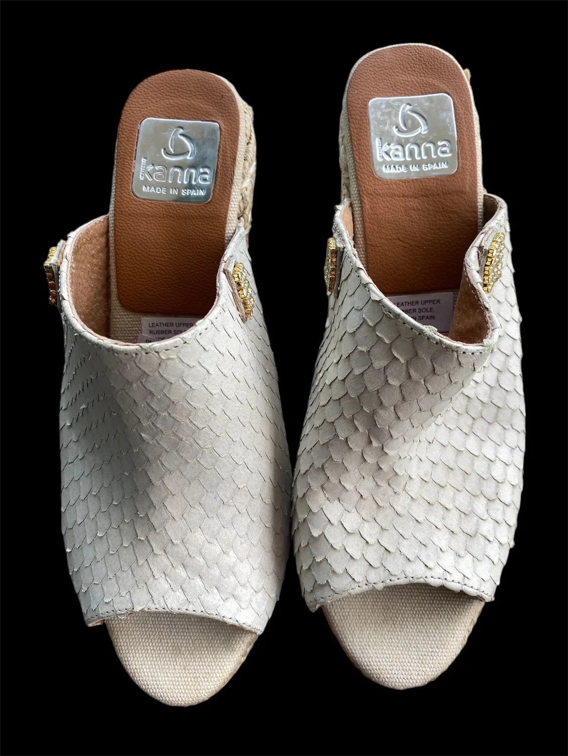 Kanna White Leather Wedge Sandals image indicator(3)