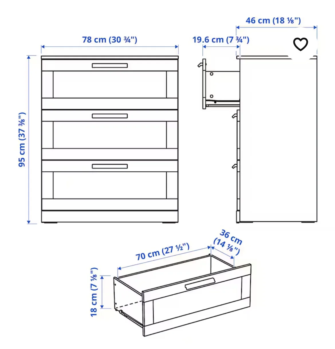Ikea Blue Chest of Drawers image indicator(2)