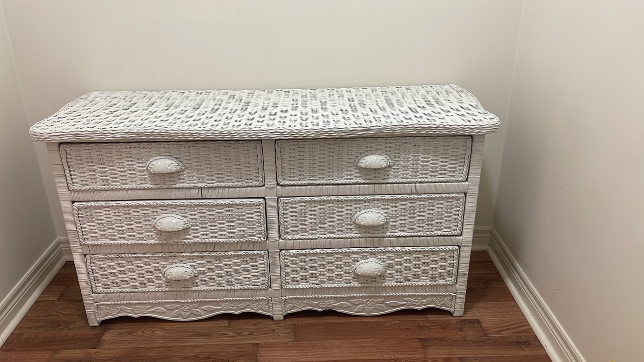 White Wicker Dresser