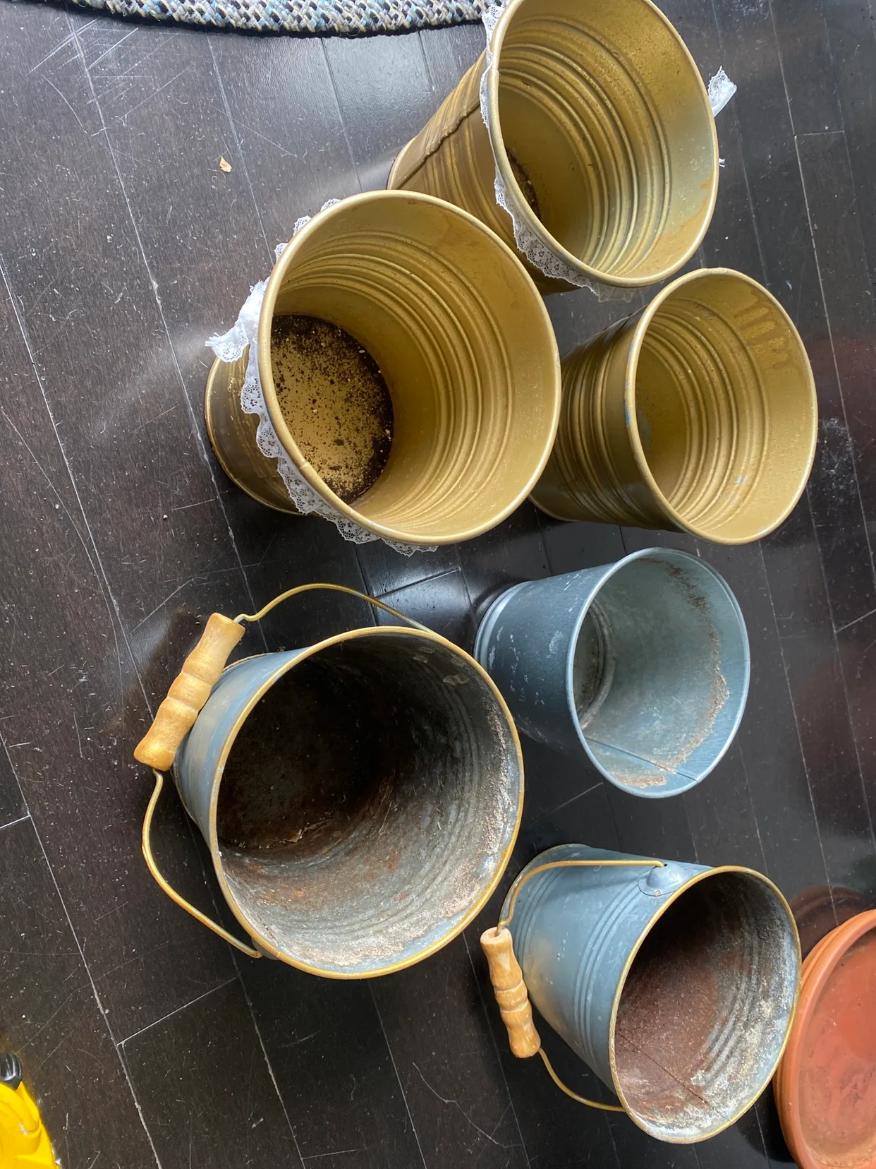 Set of 6 Metal Planters of different styles thumbnail