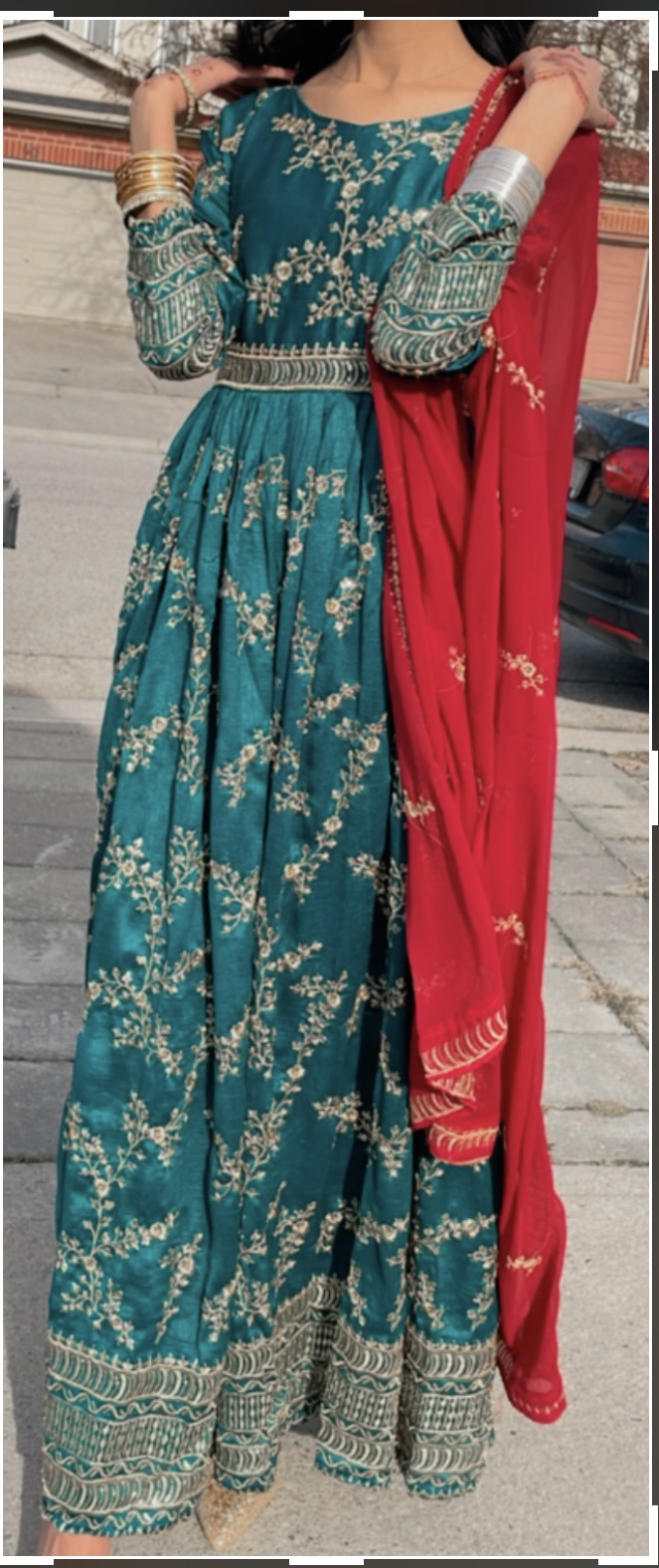Teal and Red Pakistani/Indian Dress